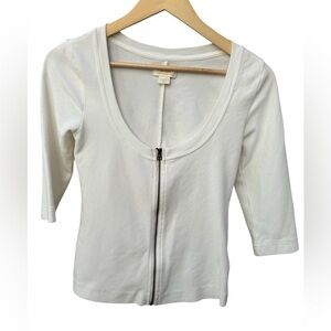 Maeve Anthropologie ribbed Zip-Up quarter sleeves shirt size XS